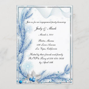 Convites Noivado de Casamento de Natal Blue Pine Winter