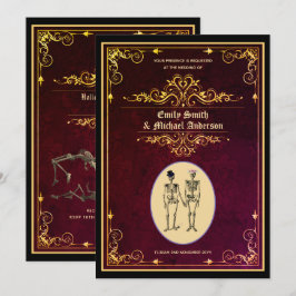 Convites Noivado de Casamento do Esqueleto do Gótico Vintag