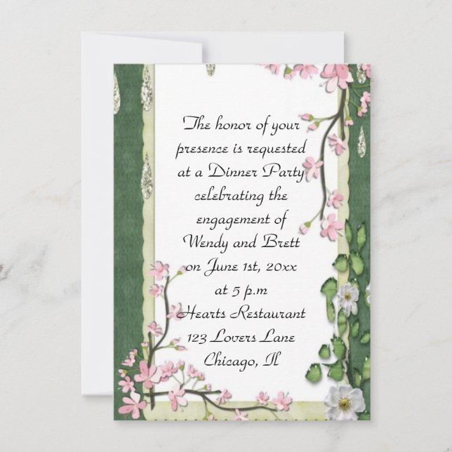 Convites Noivado de Casamento Floral ChiChi Clássico Elegan (Frente)