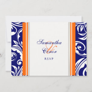 Convites Noivado de casamento laranja azul branco