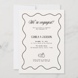 Convites Noivado de Casamento Marfim e Preto