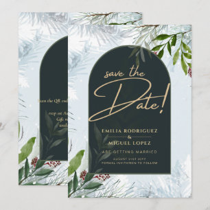Convites Noivado de Casamento Moderno com Verde de Inverno