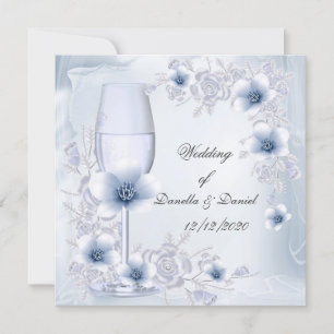 Convites Noivado de Casamento ou Aniversário Azul Prata