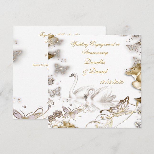 Convites Noivado de casamento ou aniversário White Sepia (Frente/Verso)