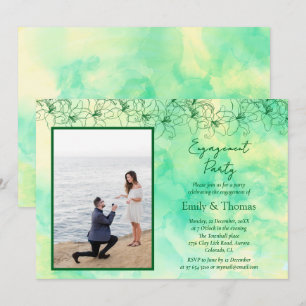 Convites noivado de casamento verde minimalista