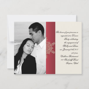 Convites Noivado de Casamento Vermelho e Dourado em Floco d