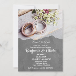 Convites Noivado de Cinza sofisticada minimalista