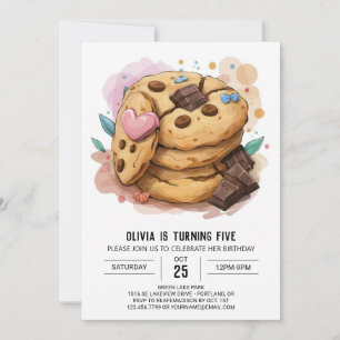 Convites Noivado de Cookies Simples com Aquarela