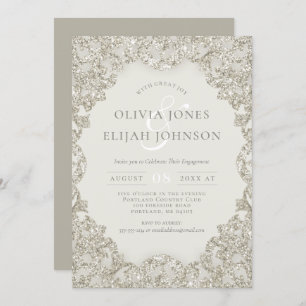 Convites Noivado de Elegância de Vintage Dourada Formal