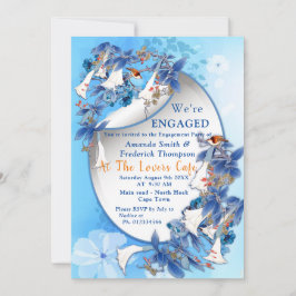 Convites Noivado de flor de lua ilustrado com aquarela