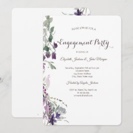 Convites Noivado de flor selvagem violeta de aquarela