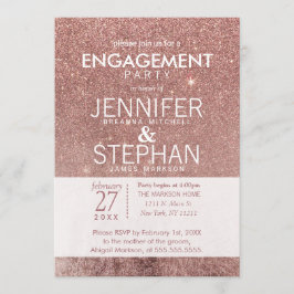 Convites Noivado de Folha Glitter Dourada, Girly Modern