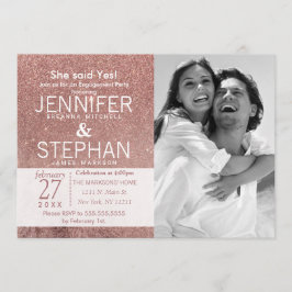 Convites Noivado de Folha Glitter Dourada, Girly Modern