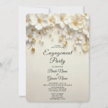 Noivado de Folhas Douradas Florais de Ivory White