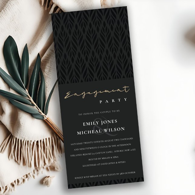 CONVITES NOIVADO DE FONTE DOURADA NEGRA DE ARTE MODERNA (Criador carregado)