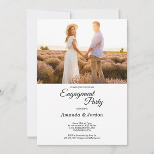 Convites Noivado de Fotografia Simples da Caligrafia Preta