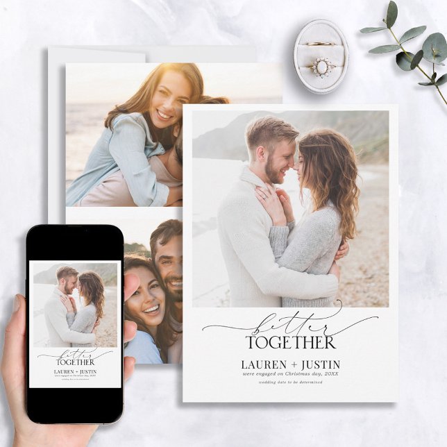 Convites Noivado de fotos preto e branco 3 melhor juntos (Criador carregado)