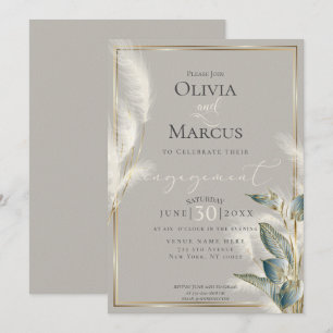 Convites Noivado de Grass Teal Anthurium Feathery Pampas