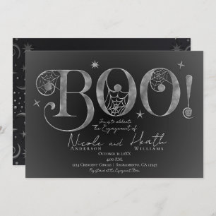 Convites Noivado de Halloween Mágico do BOO Elegante Silver
