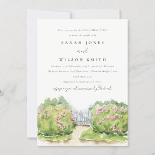 Convites Noivado de Jardim de Algodão de Aquarela Suave Ele