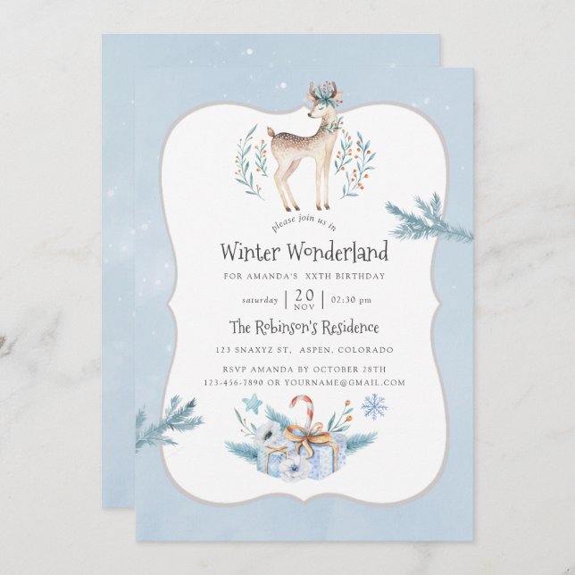 Convites Noivado de Natal com Aquarela Natal (Frente/Verso)