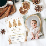 Convites Noivado de Natal da Dourada Árvore Winter Onederla<br><div class="desc">Dourada Árvore Winter Onederland Natal Convite para Aniversário</div>
