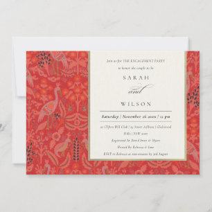 Convites Noivado de Padrão de Pavão da Flora ornamentado Ve