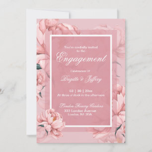 Convites Noivado de pedônia rosa