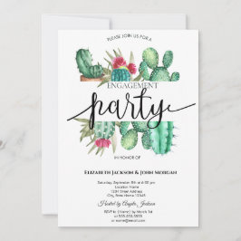 Convites Noivado de Pontos Cactus Watercolor
