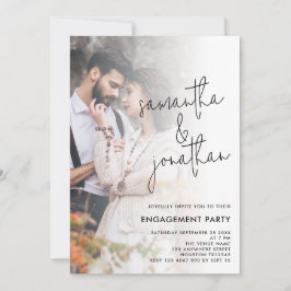 Convites Noivado de Script de Sobreposição de Fotos Moderna