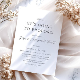 Convites Noivado de Script Preto Mínimo Elegante