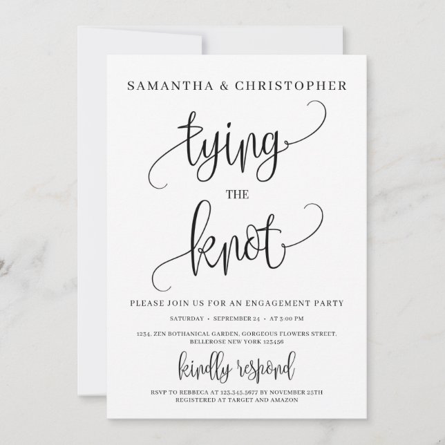 Convites Noivado de tipografia moderna russa (Frente)