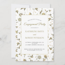 Convites Noivado de Vinha das Flores Douradas Elegantes