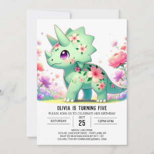 Convites Noivado Digital de Dinossaur de Diversão Floral