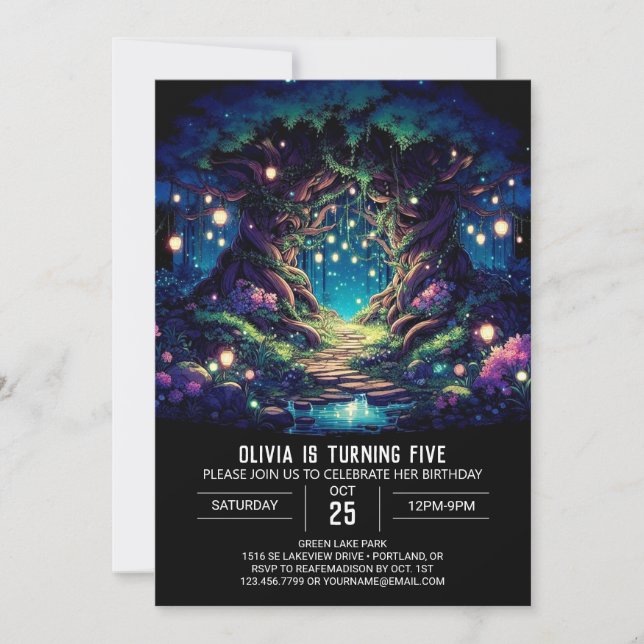 Convites Noivado Digital Simples Bonito da Woodland (Frente)