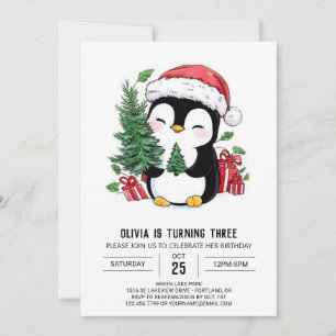 Convites Noivado Digital Snowflake Penguin