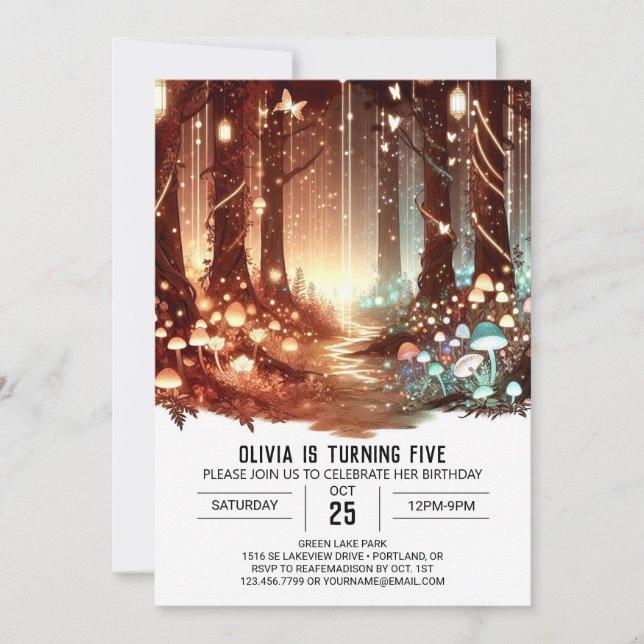 Convites Noivado Digital Whimsy Woodland (Frente)