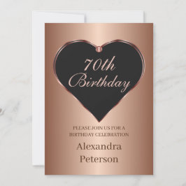 Convites Noivado do Coração Minimalista Negro e Rosa Dourad