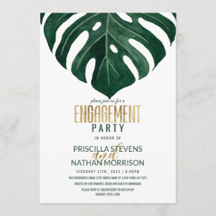 Convites Noivado Dourado de Folha de Queijo Tropical Suíç