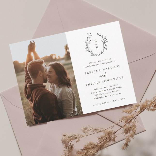 Convites Noivado Elegante de Fotografias a Preto e Branco (Criador carregado)