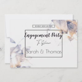 CONVITES NOIVADO ELEGANTE FLORAL DE PATELAS BRANCO E AZUL