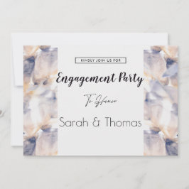 CONVITES NOIVADO ELEGANTE FLORAL DE PATELAS BRANCO E AZUL