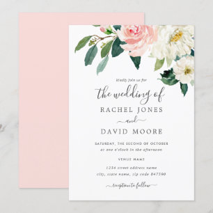 Convites Noivado Floral Aquarela Rubor Rosa