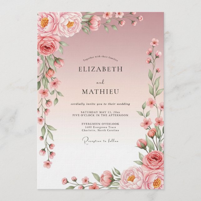 Convites Noivado Floral Artístico Romance Casamento (Frente)