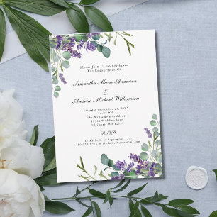 Convites Noivado Floral Botânico de Lavanda Eucalipto
