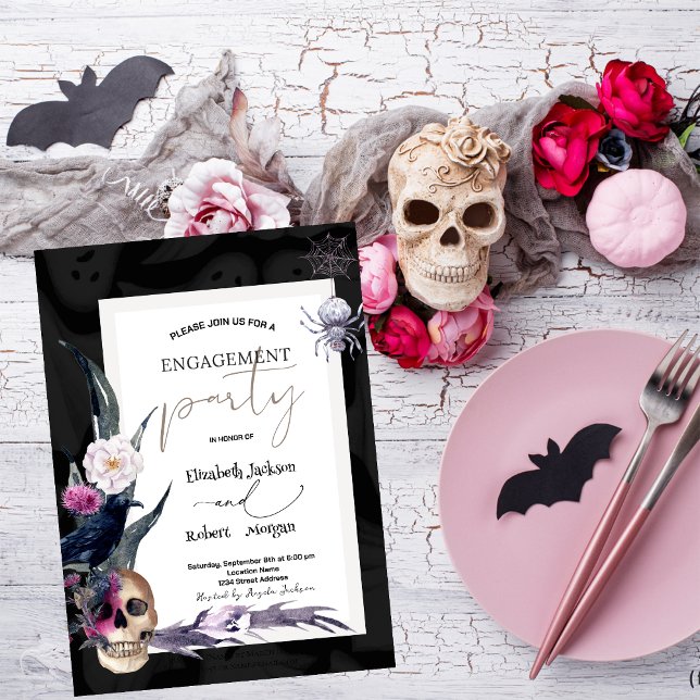 Convites Noivado Floral Caveira Halloween  (Criador carregado)