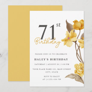 Convites Noivado Floral Chic Elegant Simple Yellow 71rua