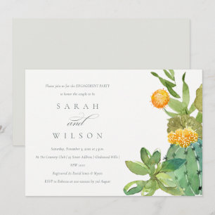 CONVITES NOIVADO FLORAL DA AGUARELA DO CACTO DO SUCCULENT