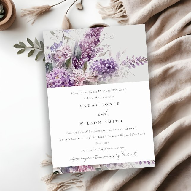 Convites Noivado Floral de Algodão Verde Lilac (Criador carregado)