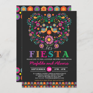 Convites Noivado Floral de Casais Vibrant Fiesta